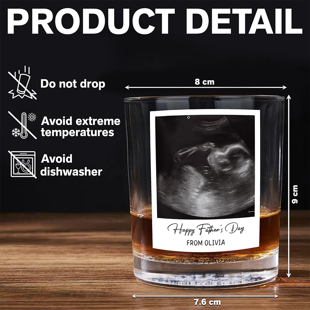 Personalized Ultrasound Photo Rock Glass Custom Gift for Dad