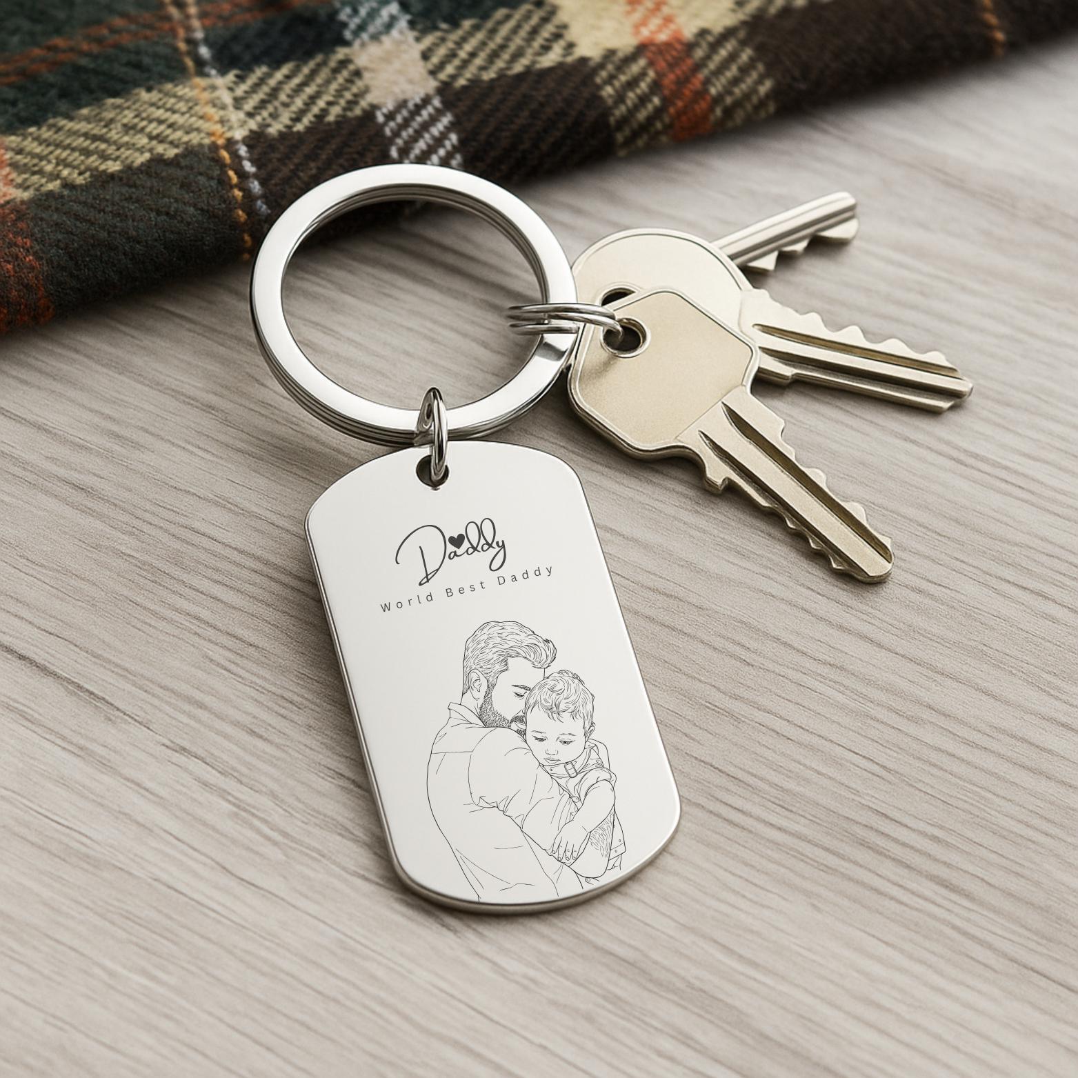 Personalized Photo Metal Keychain Custom Gift for Dad