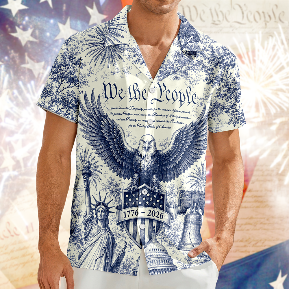 Personalized Patriotic Hawaiian Shirt Custom Design Gift for Dad