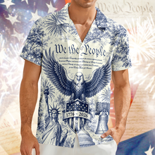 Load image into Gallery viewer, Personalized Patriotic Hawaiian Shirt Custom Design Gift for Dad
