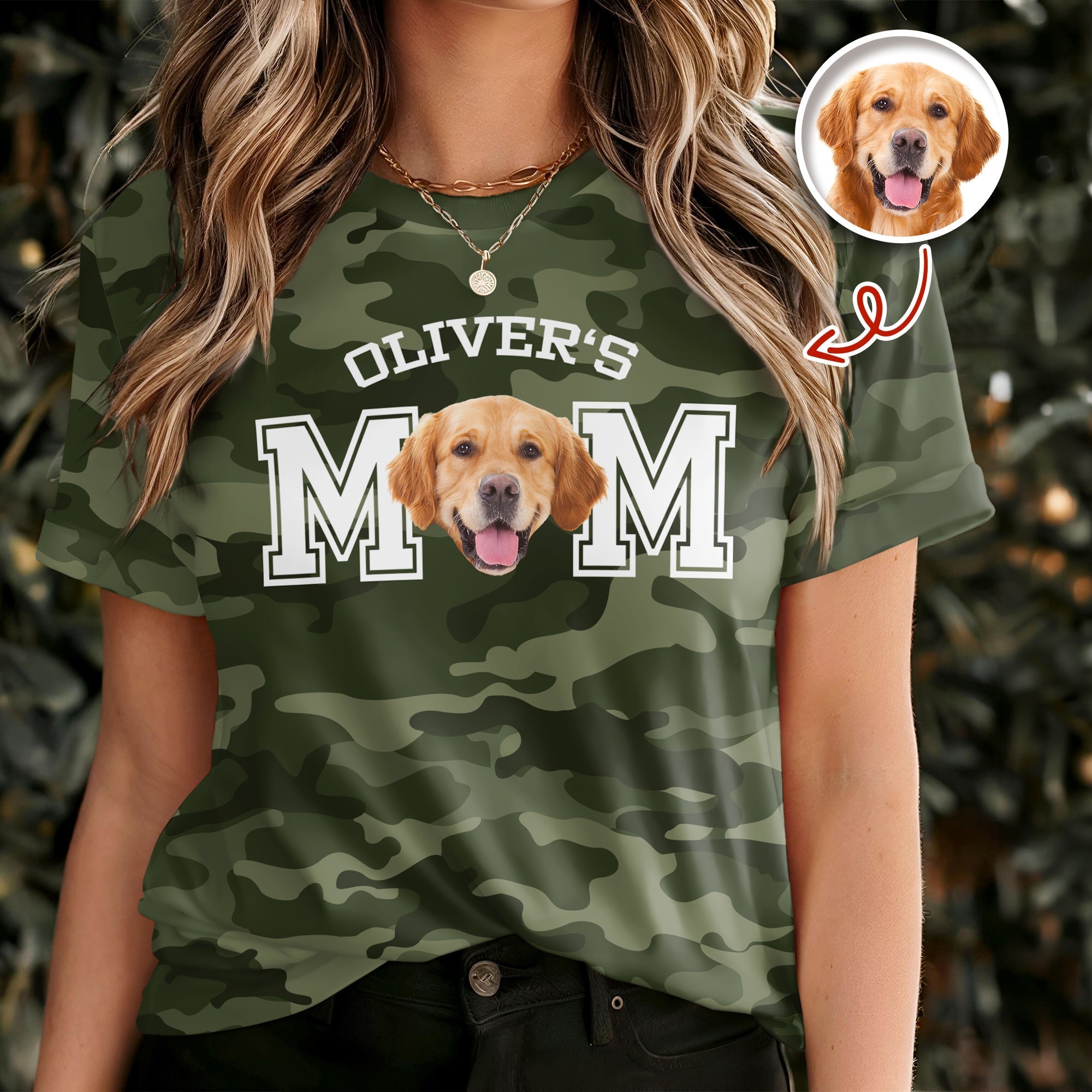 Personalized Camo Dog Dad T-Shirt Custom Photo Gift for Father's Day