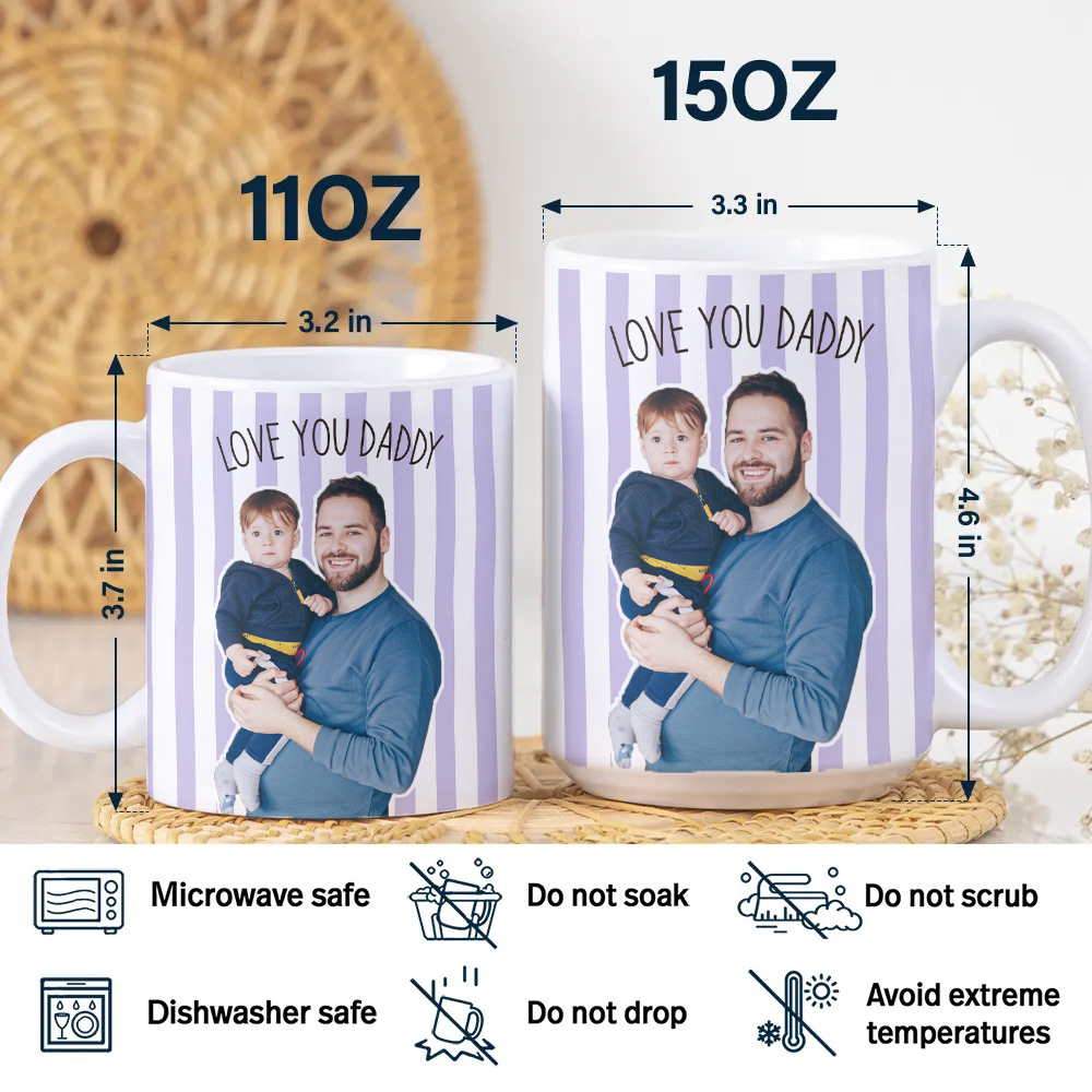 Personalized Photo Coffee Mug Custom Gift for Dad New Dad