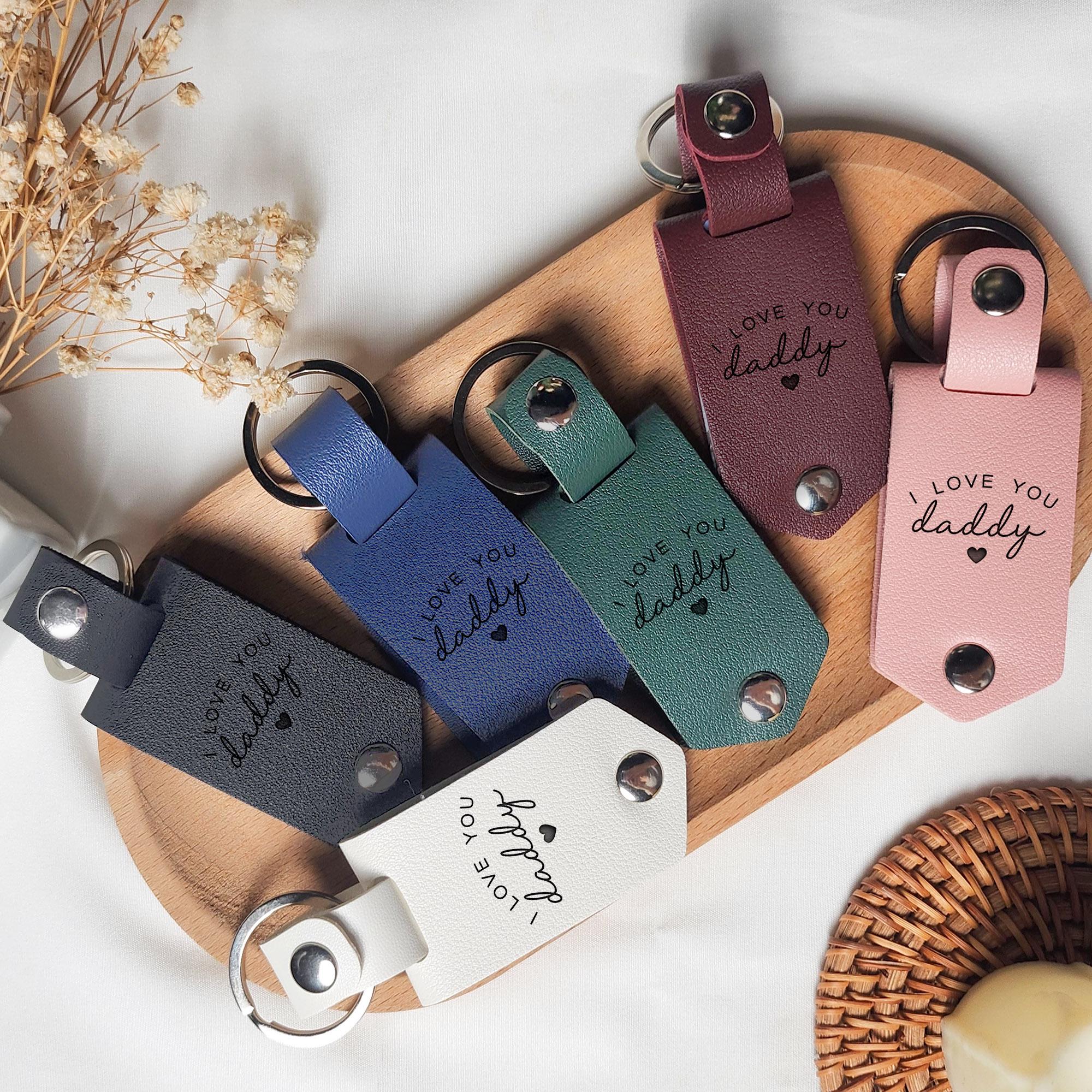 Personalized Baby Ultrasound Photo Leather Keychain Gift for New Dad