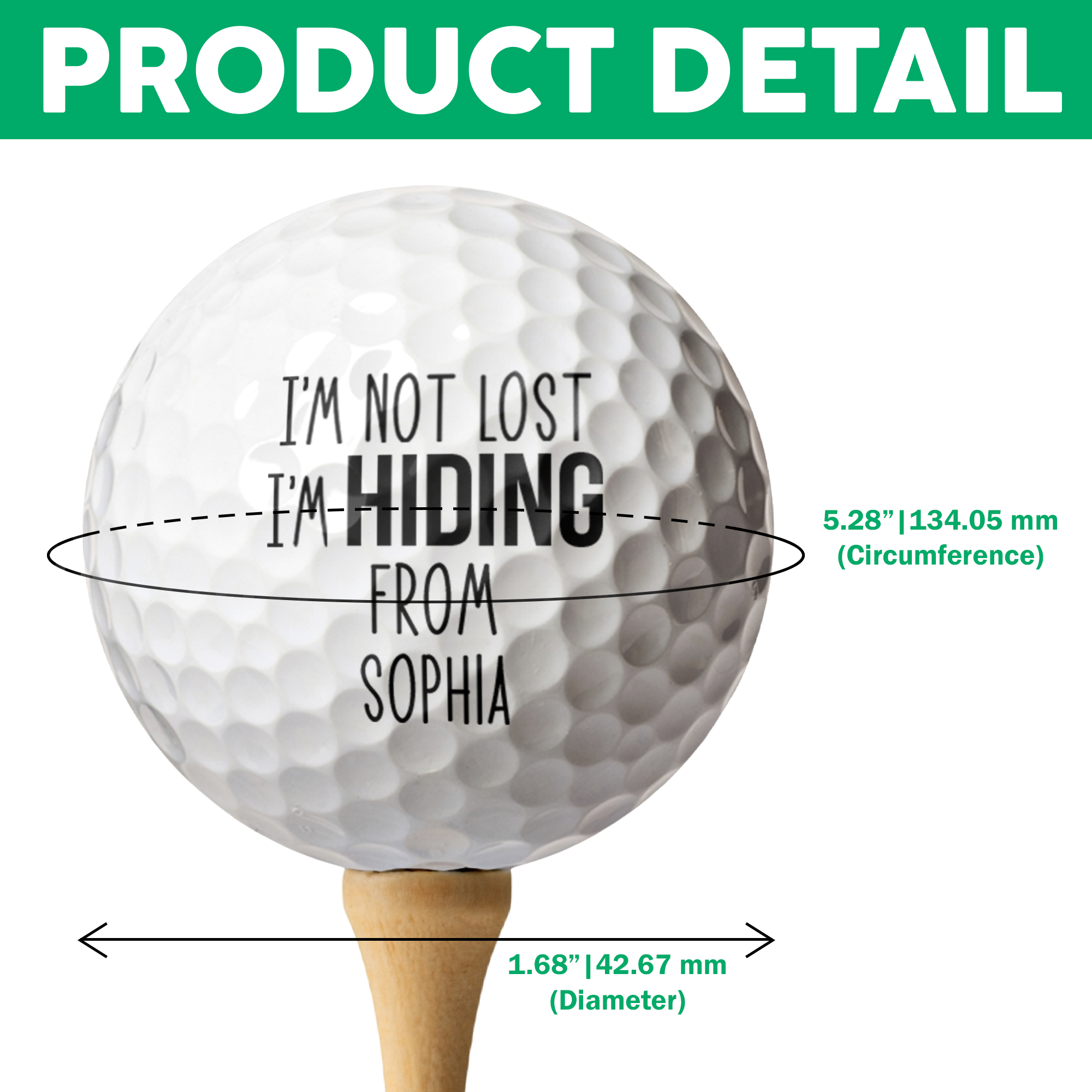 Personalized Golf Ball I'm Not Lost I'm Hiding Gift for Dad