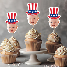 Load image into Gallery viewer, Personalized 4th of July Cupcake Topper Custom Photo Decoration
