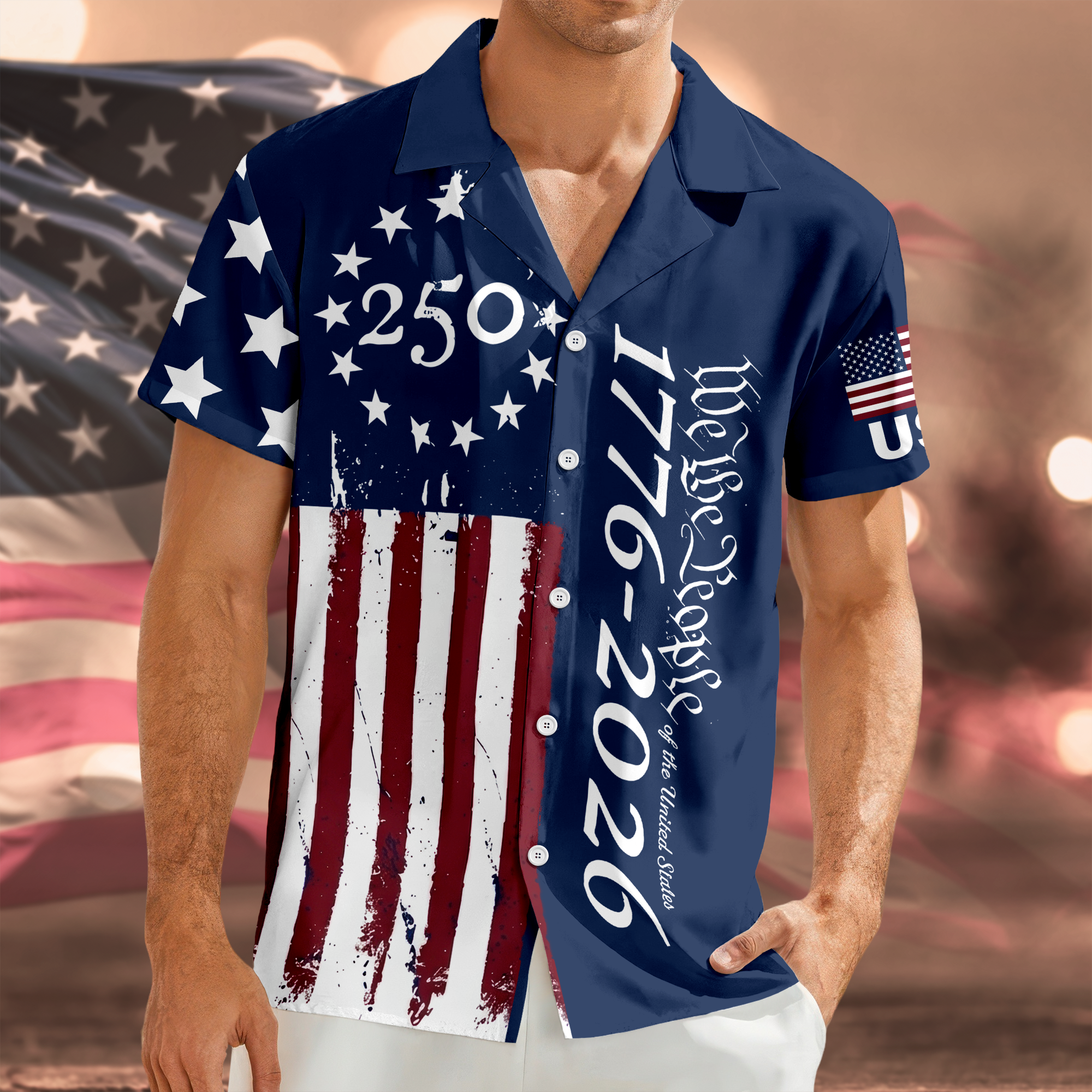 Personalized Hawaiian Shirt Custom Print Gift for 4th of July