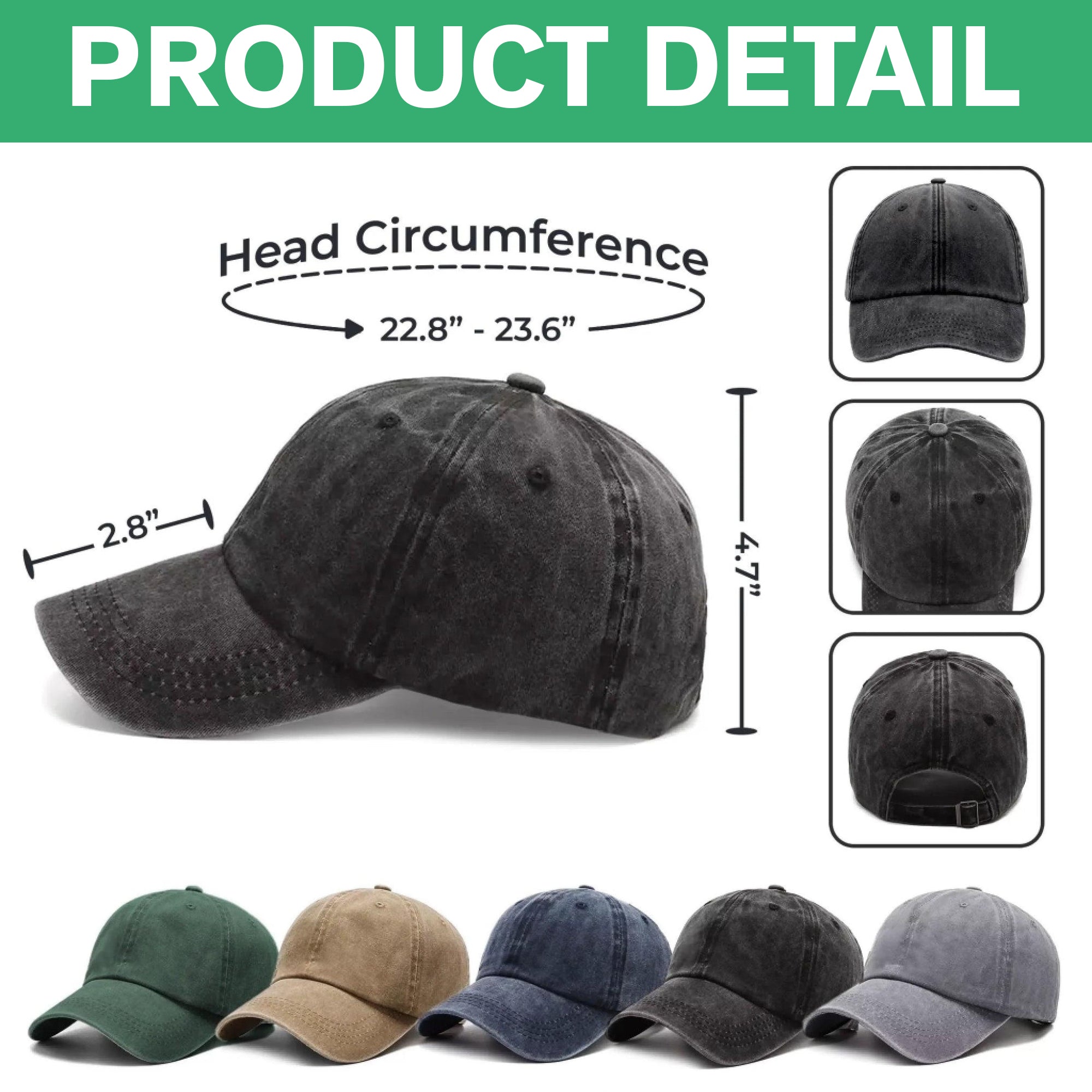 Personalized Washed Denim Baseball Cap Custom Photo Gift for Dog Dad