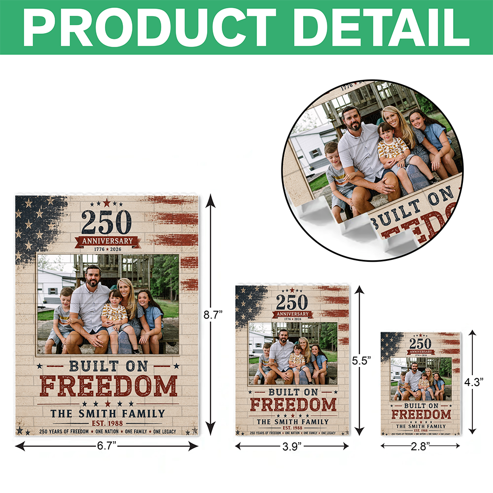 Custom Photo Building Blocks Patriotic Family Gift 250th Anniversary