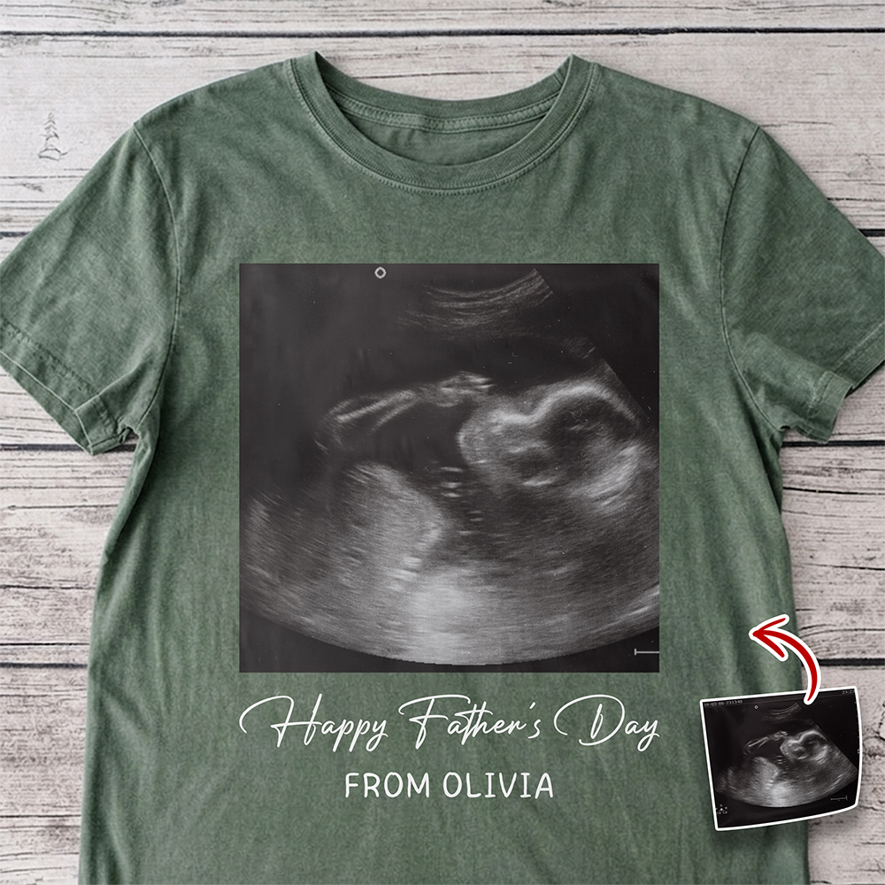 Personalized Ultrasound Photo Comfort Shirt Gift for New Dad