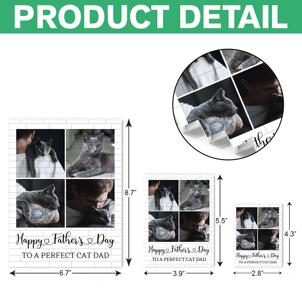 Personalized Building Block Photo Gift for Cat Dad Father's Day