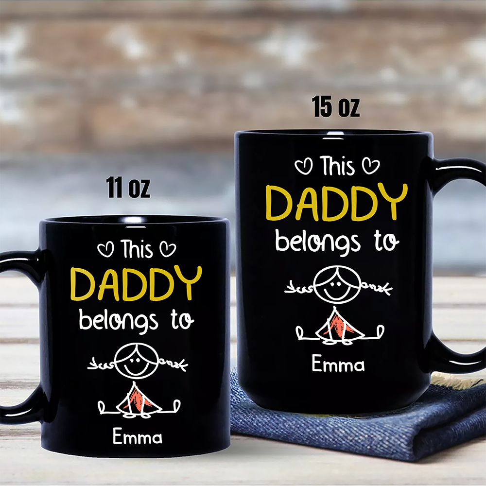Personalized Black Mug This Papa Belongs To Us Gift for Dad