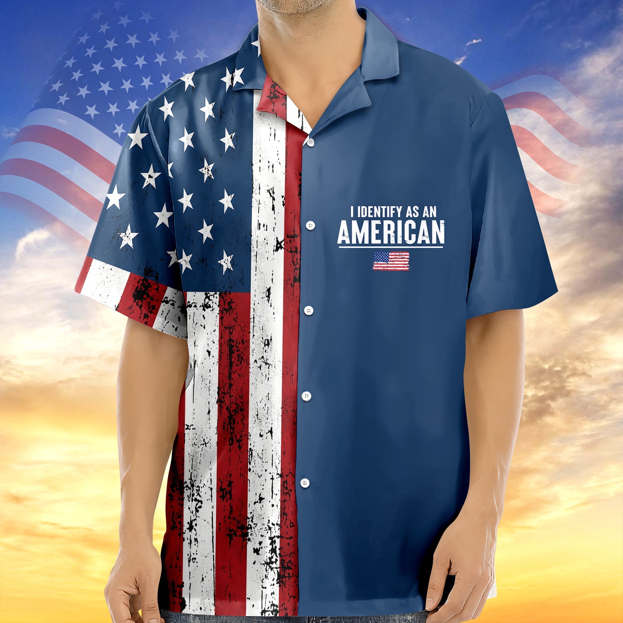 Personalized USA Flag Hawaiian Shirt Custom Name Gift for 4th of July