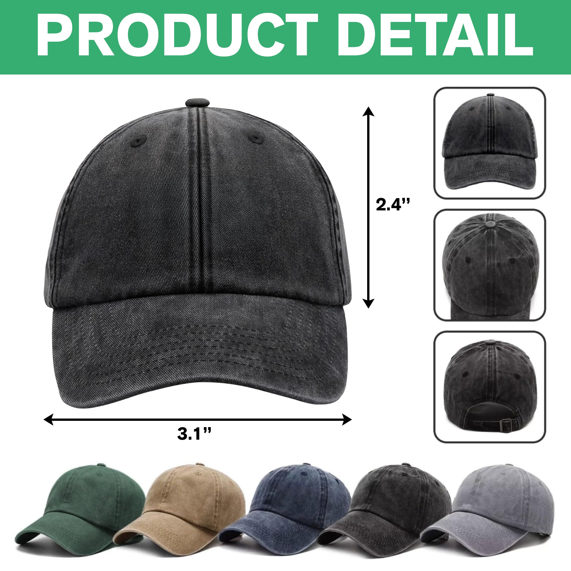 Custom Photo Face Washed Denim Baseball Cap Gift for Dad