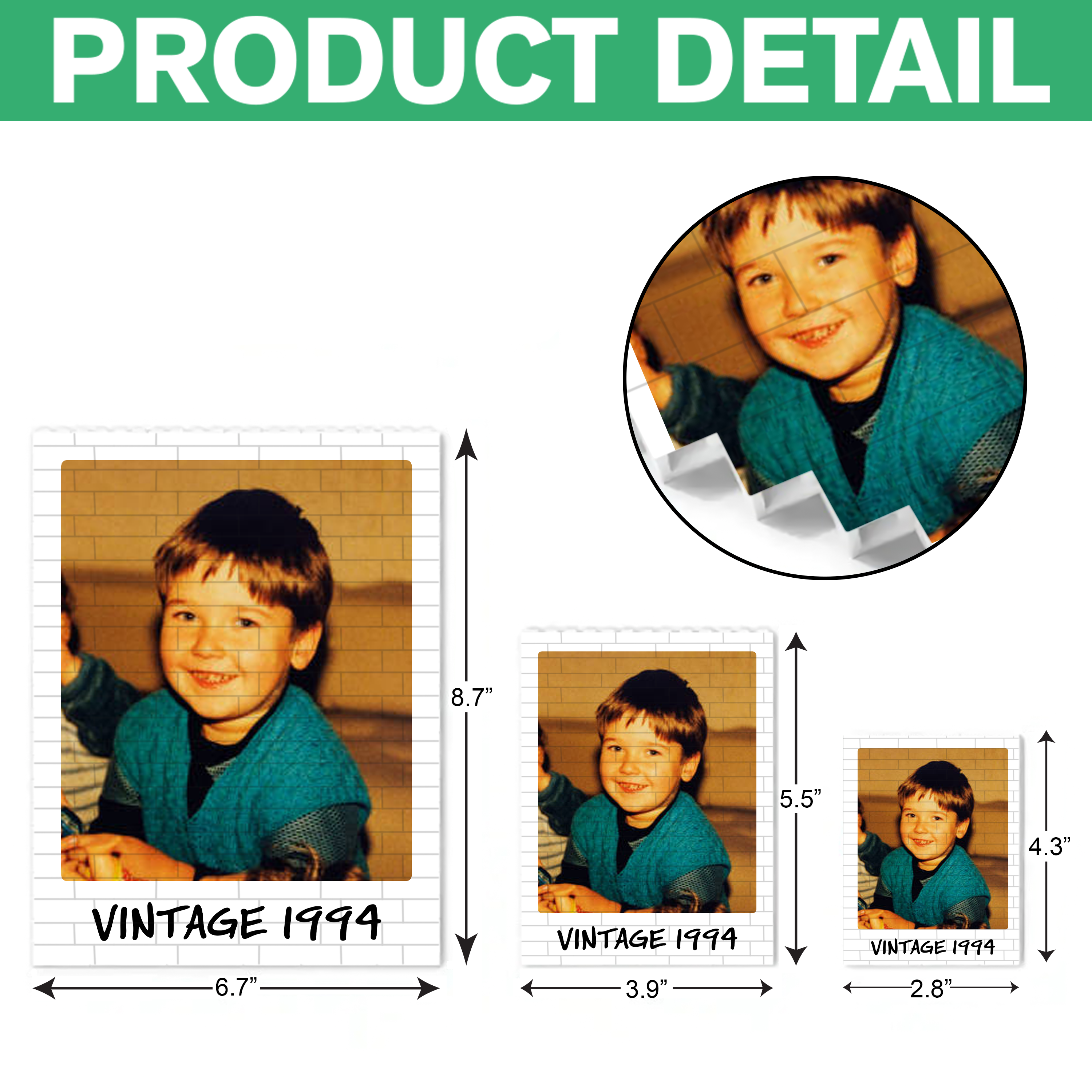 Personalized Photo Vintage Building Block Birthday Gift for Him/Her