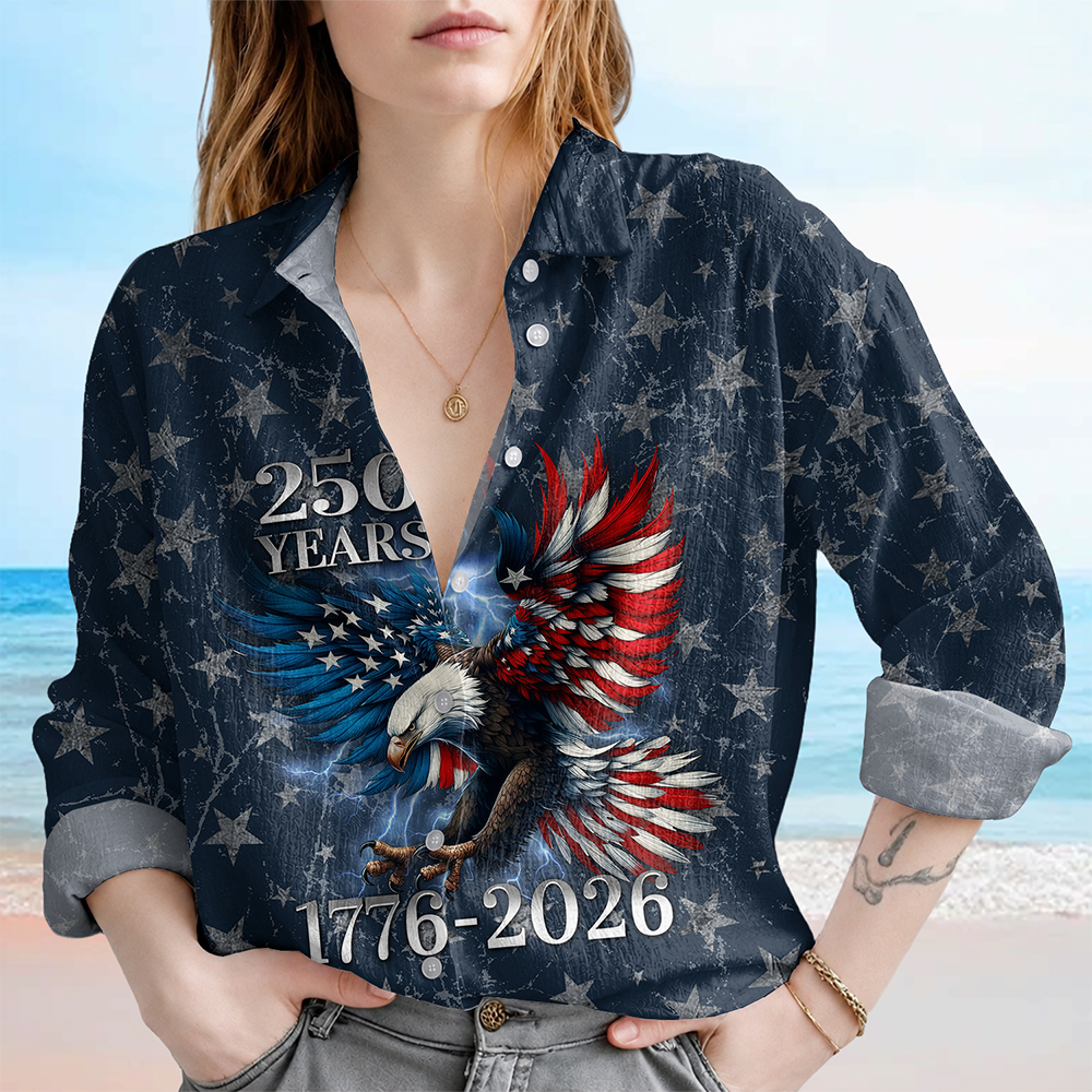 Personalized Eagle Blouse Shirt Patriotic Gift for Mom 4th of July