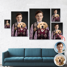 Load image into Gallery viewer, Personalized Dog and Owner Canvas Portrait Custom Photo Gift
