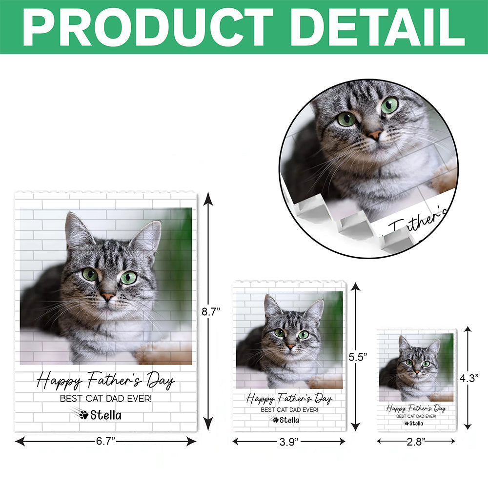 Personalized Building Blocks Photo Gift for Cat Dad Father's Day
