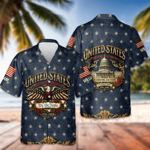 Load image into Gallery viewer, Custom Name Hawaiian Shirt Patriotic Eagle USA 250th Gift
