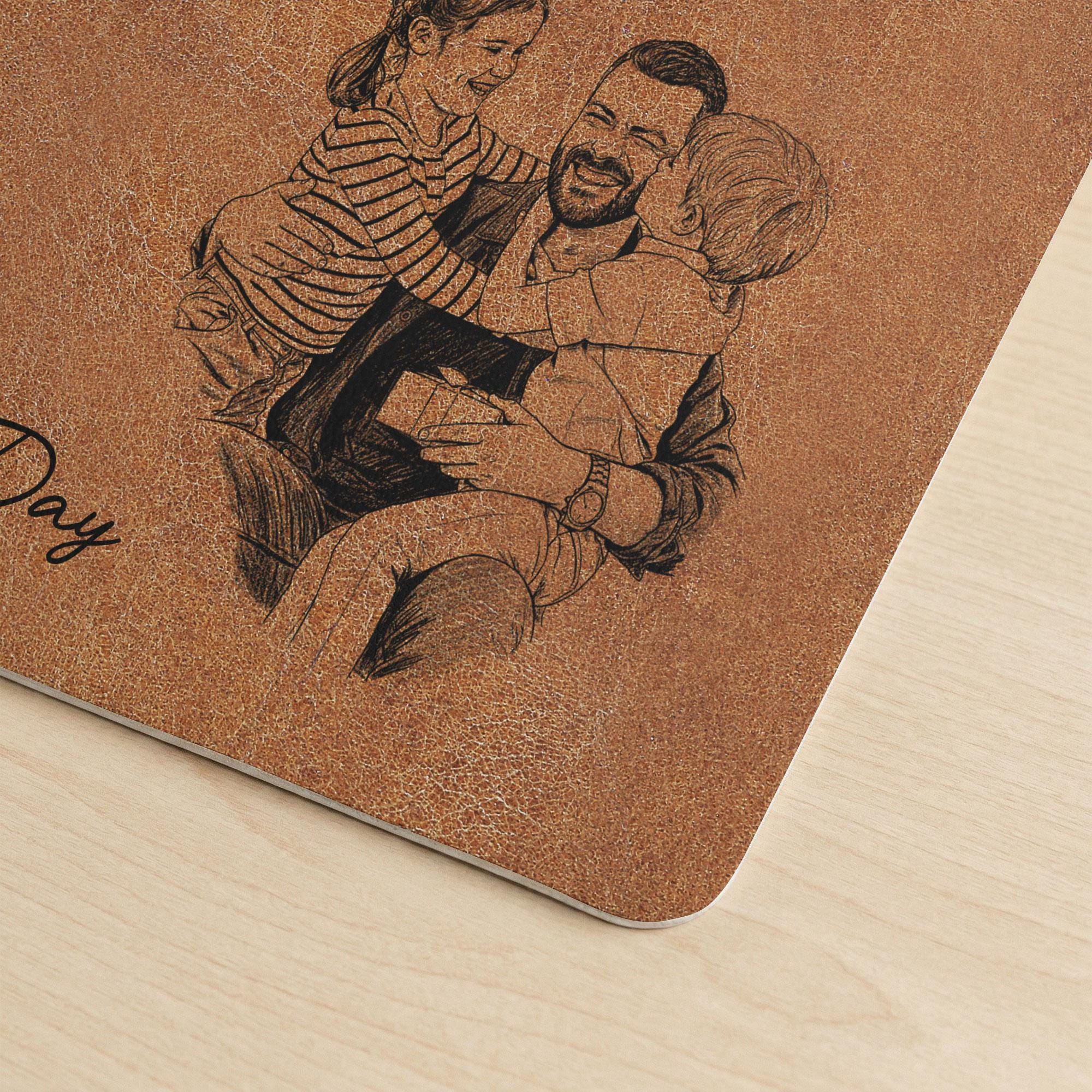 Personalized Desk Mat Custom Photo Sketch Gift for Dad