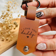 Load image into Gallery viewer, Personalized Baby Ultrasound Photo Leather Keychain Gift for New Dad
