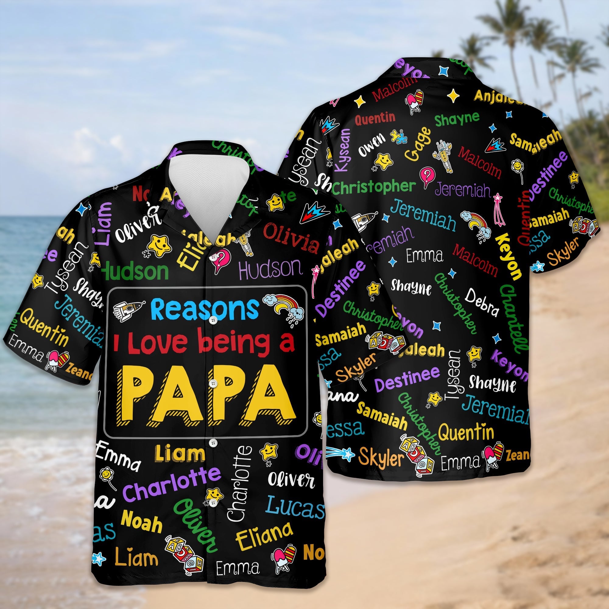 Personalized Hawaiian Shirt Custom Kids Names Gift for Dad