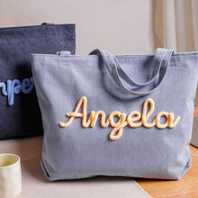 Load image into Gallery viewer, Personalized Corduroy Yarn Tote Bag Teacher Gift Custom Name
