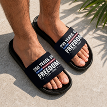 Load image into Gallery viewer, Personalized 250 Years of Freedom Slide Sandals Gift for Dad

