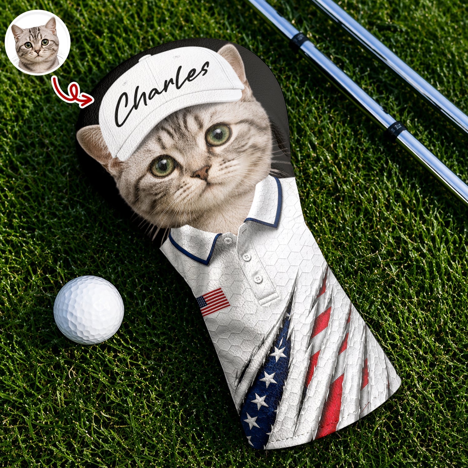 Personalized Dog Photo Golf Head Cover Custom Gift for Dad