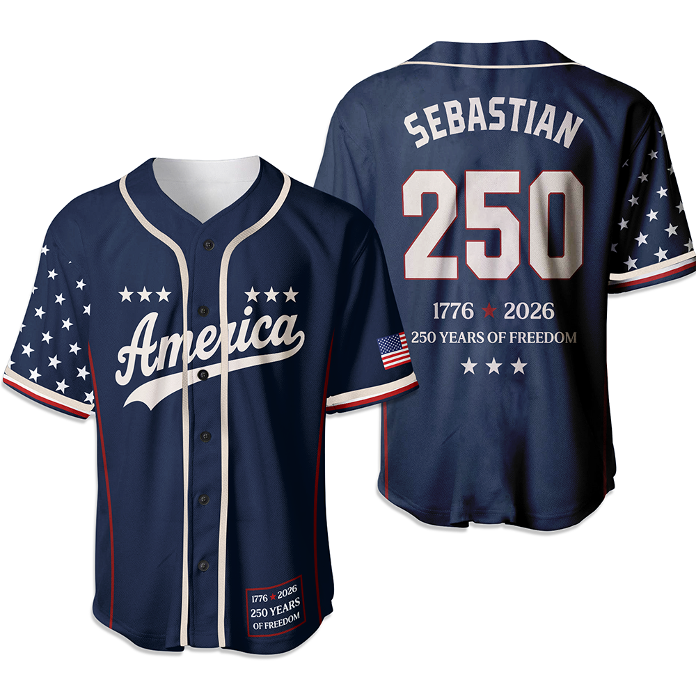 Personalized 250 Years of Freedom Jersey Shirt Gift for Dad