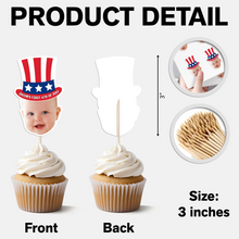 Load image into Gallery viewer, Personalized 4th of July Cupcake Topper Custom Photo Decoration
