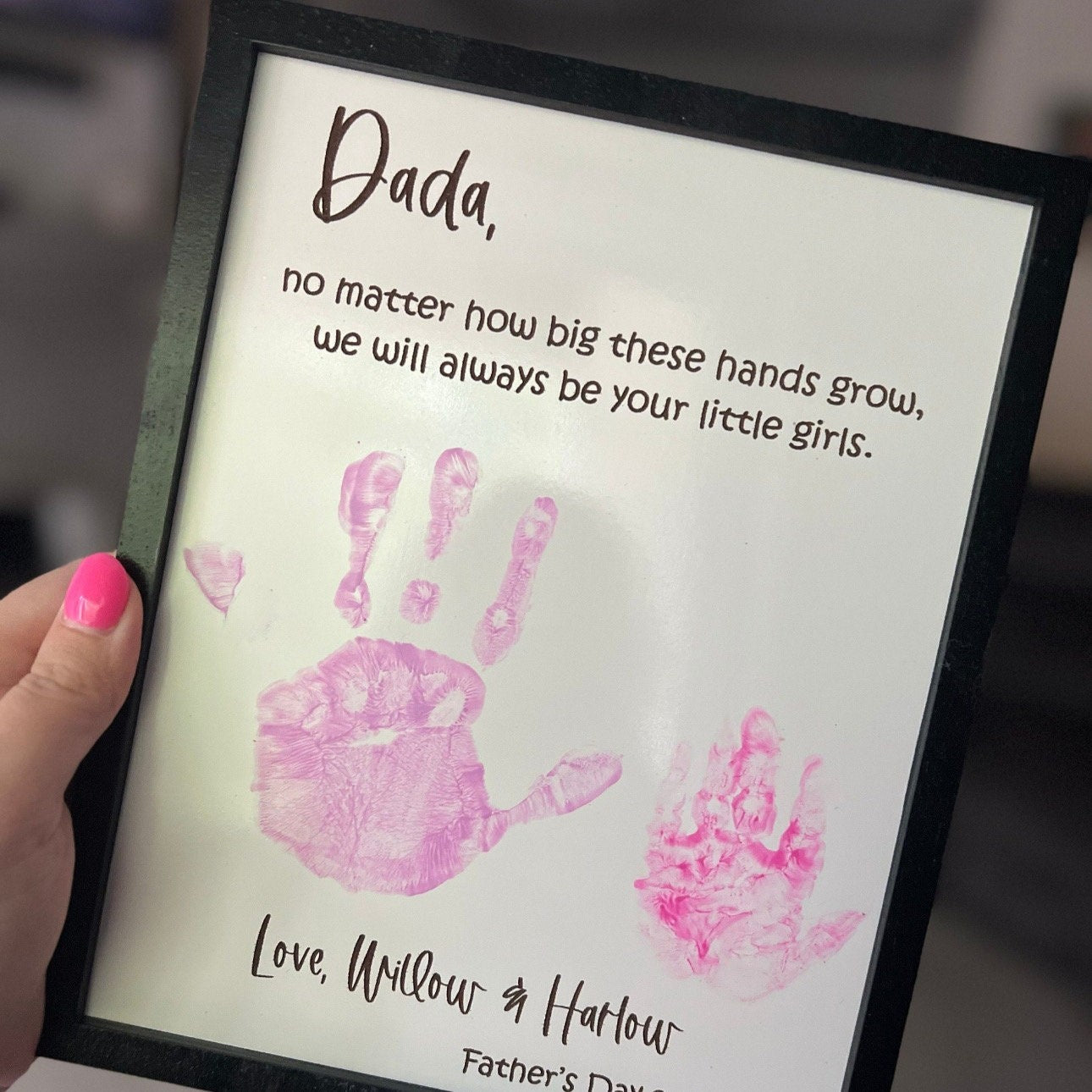 Personalized Wooden Handprint Sign Gift for Dad - Father's Day Plaque