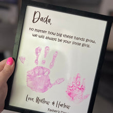 Load image into Gallery viewer, Personalized Wooden Handprint Sign Gift for Dad - Father's Day Plaque
