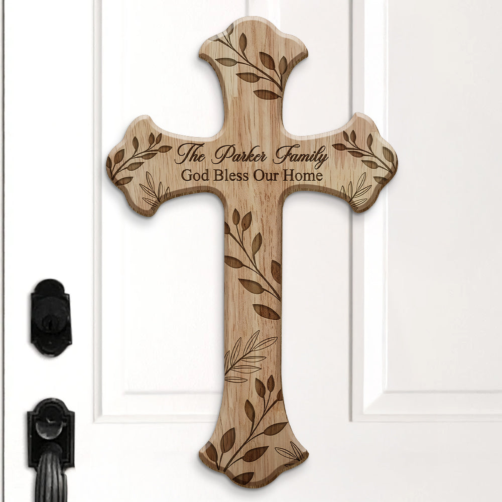 Personalized Family Name Wooden Door Sign God Bless America