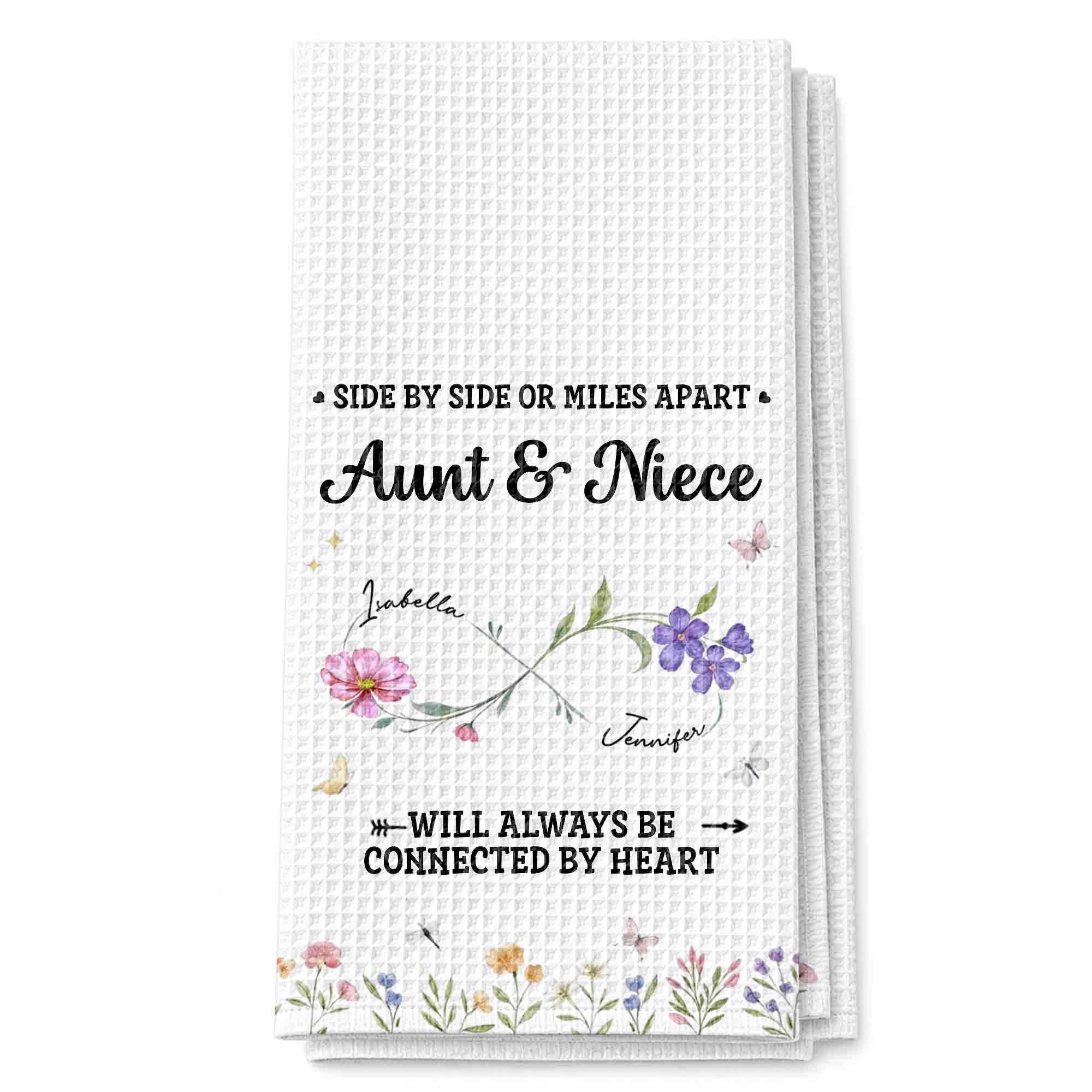 Personalized Kitchen Towel Custom Aunt & Niece Birth Month Flowers Gift