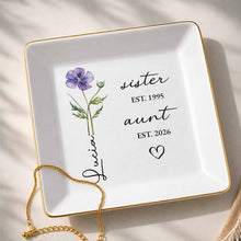 Load image into Gallery viewer, Personalized Flower Jewelry Dish Custom Name Gift for Aunt
