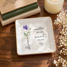 Load image into Gallery viewer, Personalized Flower Jewelry Dish Custom Name Gift for Aunt
