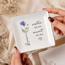 Load image into Gallery viewer, Personalized Flower Jewelry Dish Custom Name Gift for Aunt
