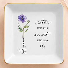 Load image into Gallery viewer, Personalized Flower Jewelry Dish Custom Name Gift for Aunt
