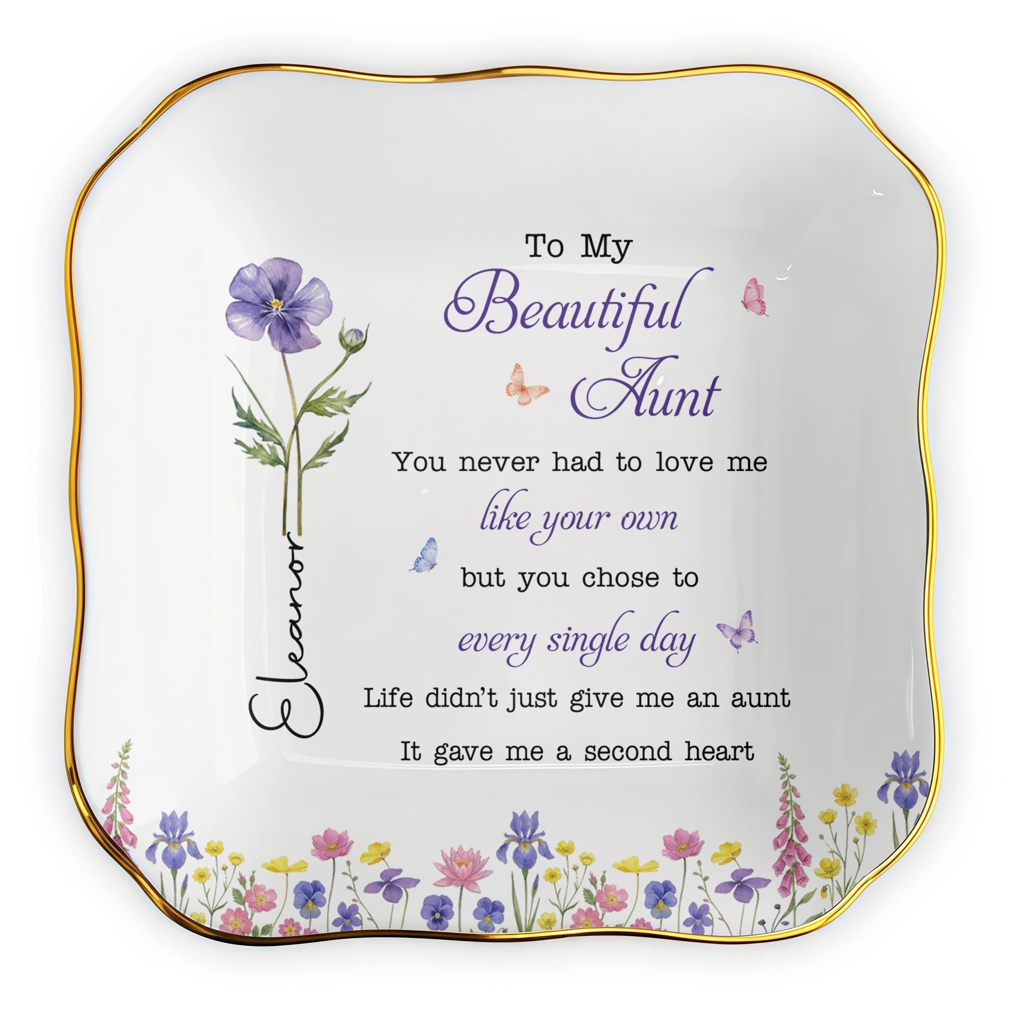 Personalized Lace Jewelry Dish Custom Aunt Gift for Birthday