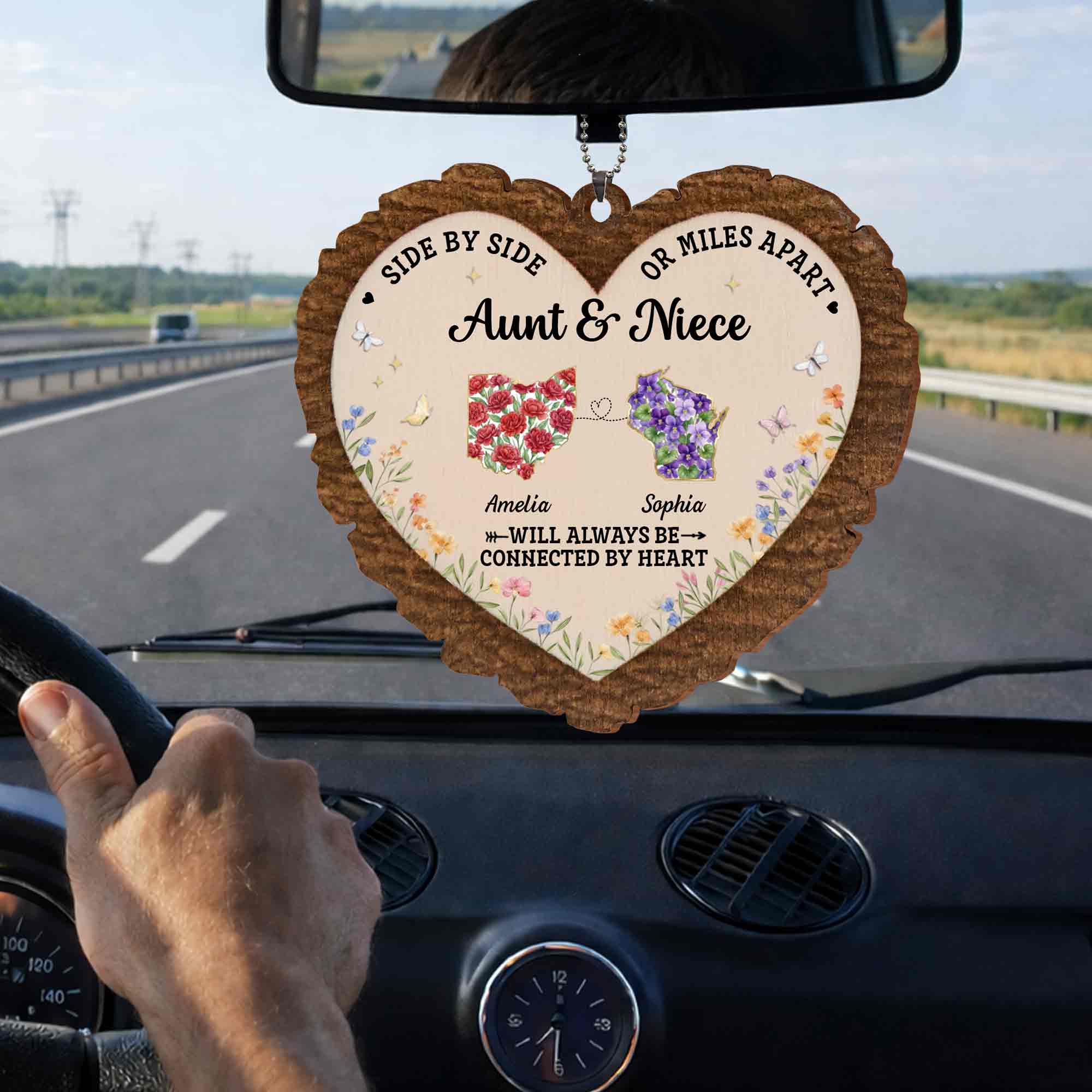 Personalized Wood Ornament for Aunt Niece Gift Car Decor