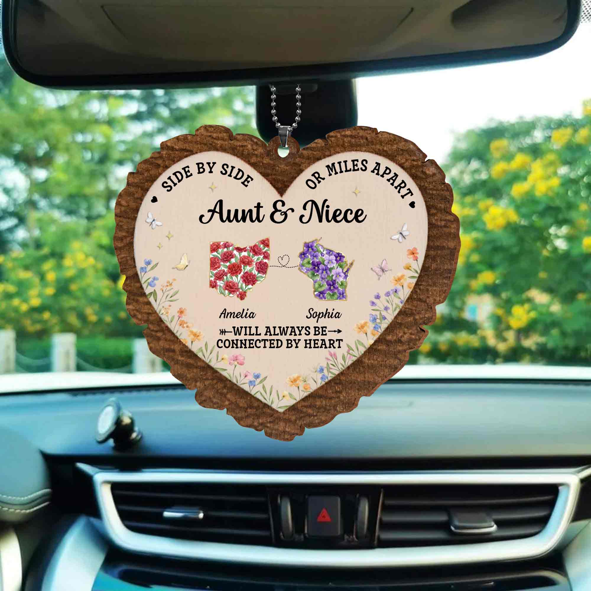 Personalized Wood Ornament for Aunt Niece Gift Car Decor