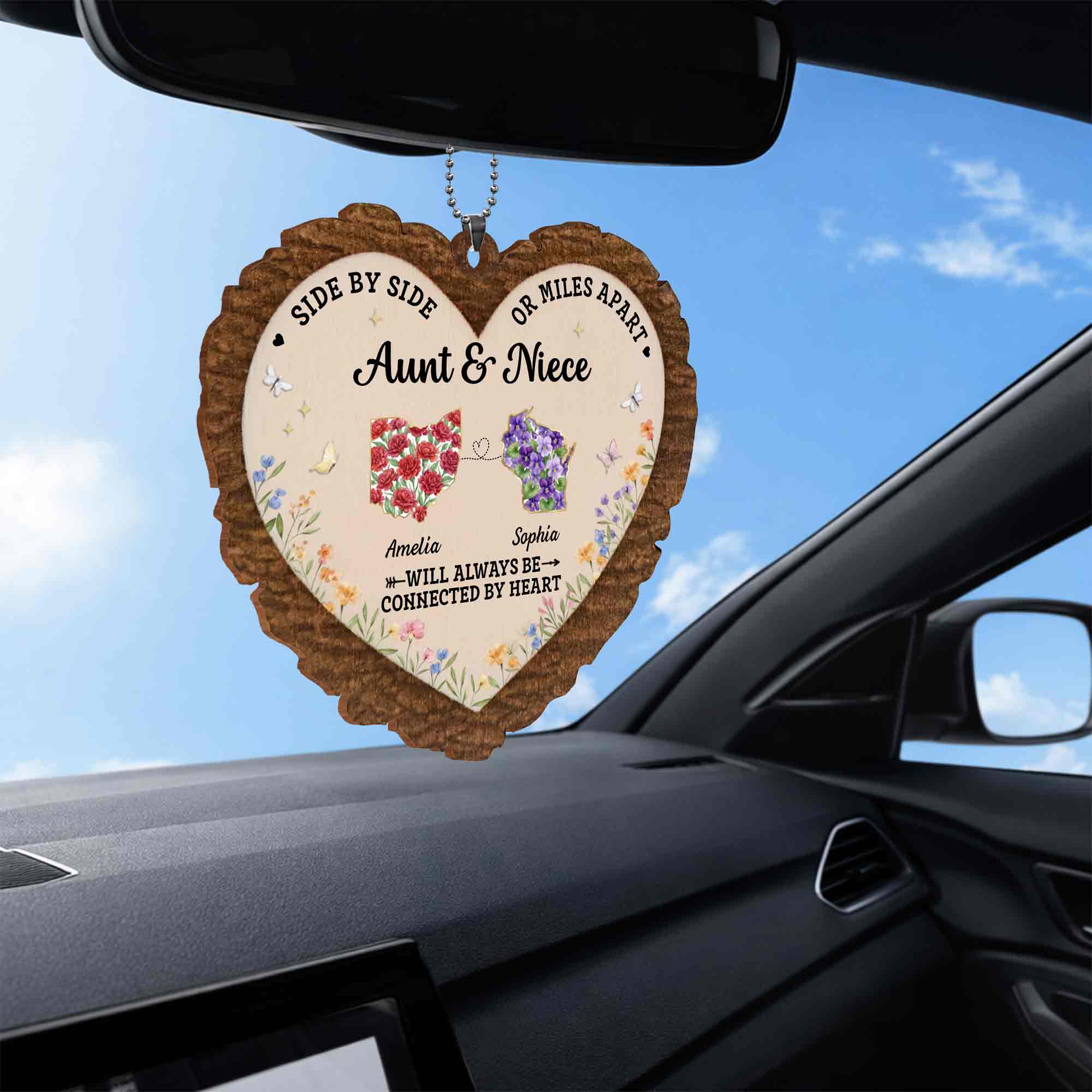 Personalized Wood Ornament for Aunt Niece Gift Car Decor
