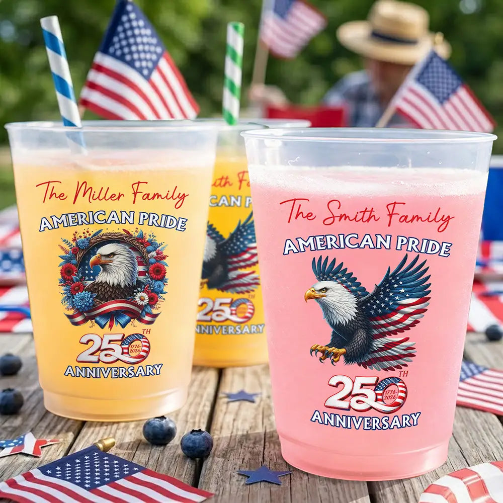 Personalized Frosted Cups American Pride Eagle Gift for Family
