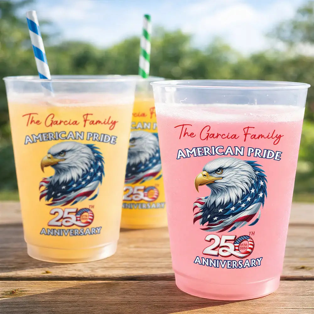 Personalized Frosted Cups American Pride Eagle Gift for Family