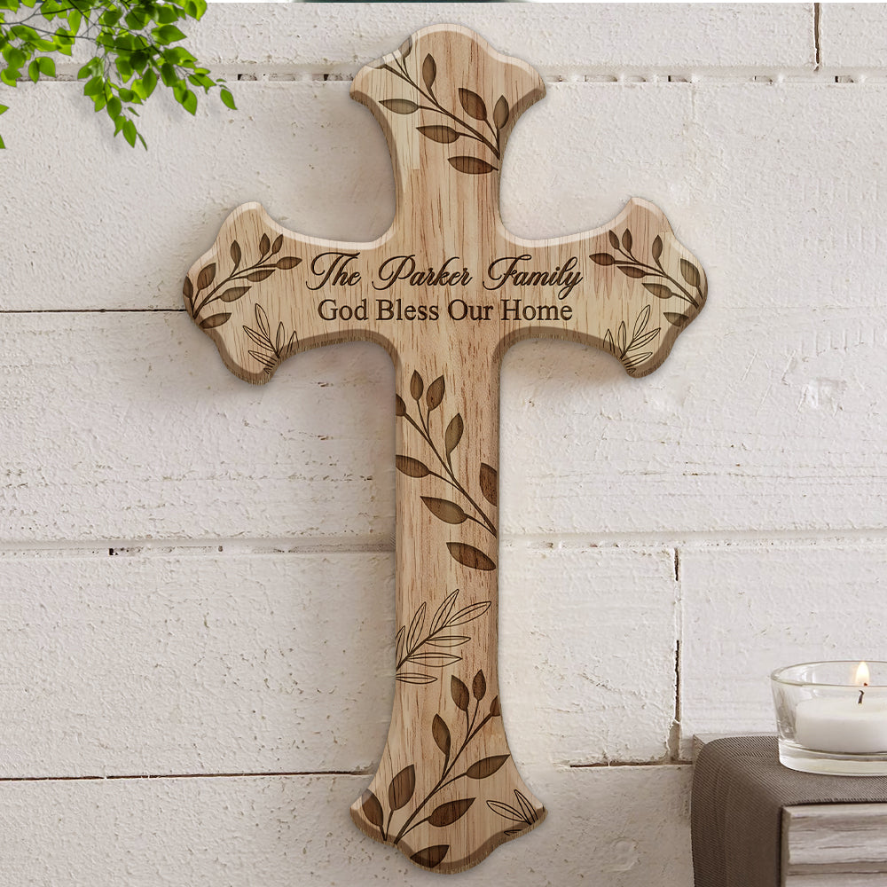 Personalized Family Name Wooden Door Sign God Bless America