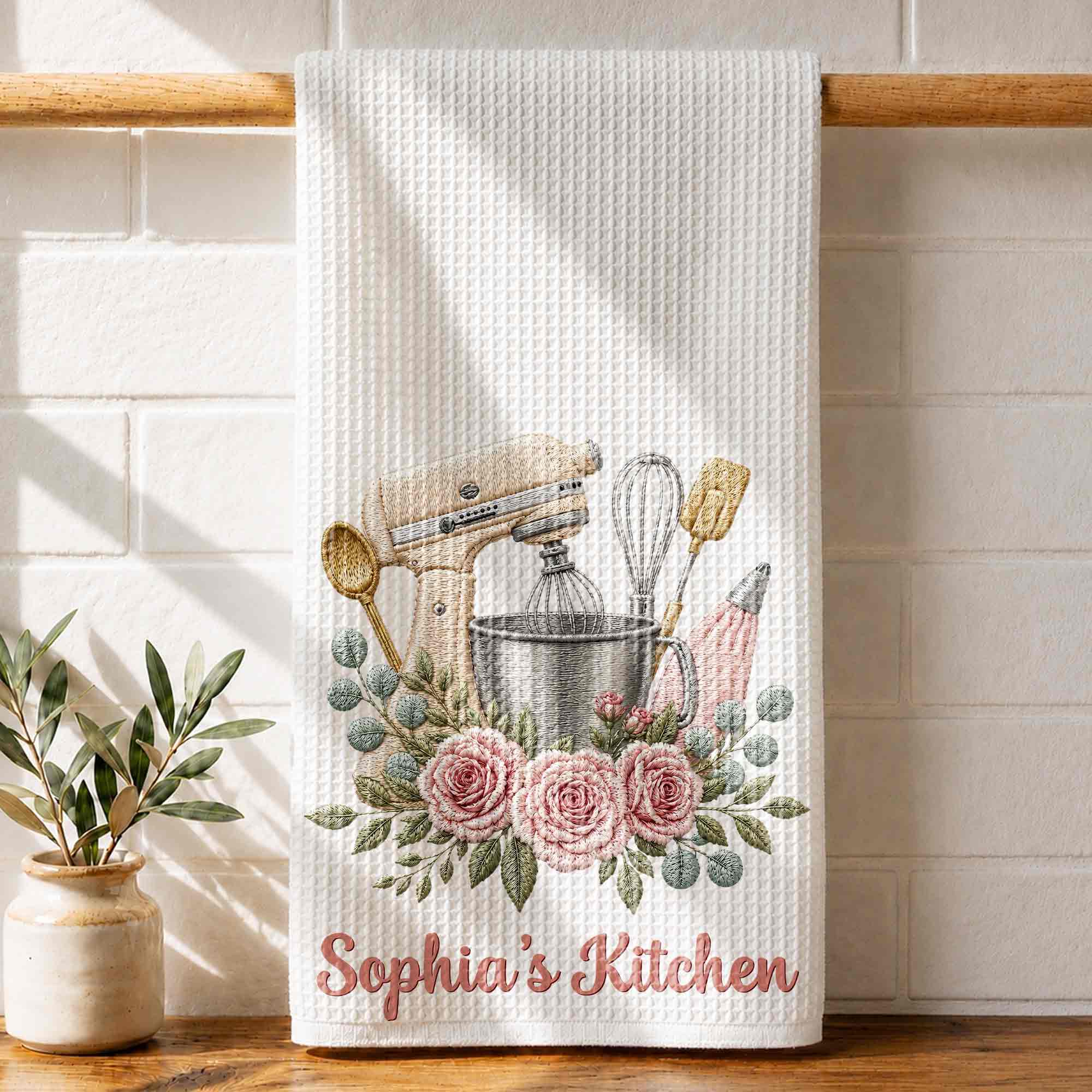 Personalized Kitchen Towel Custom Name Baking Gift for Mom