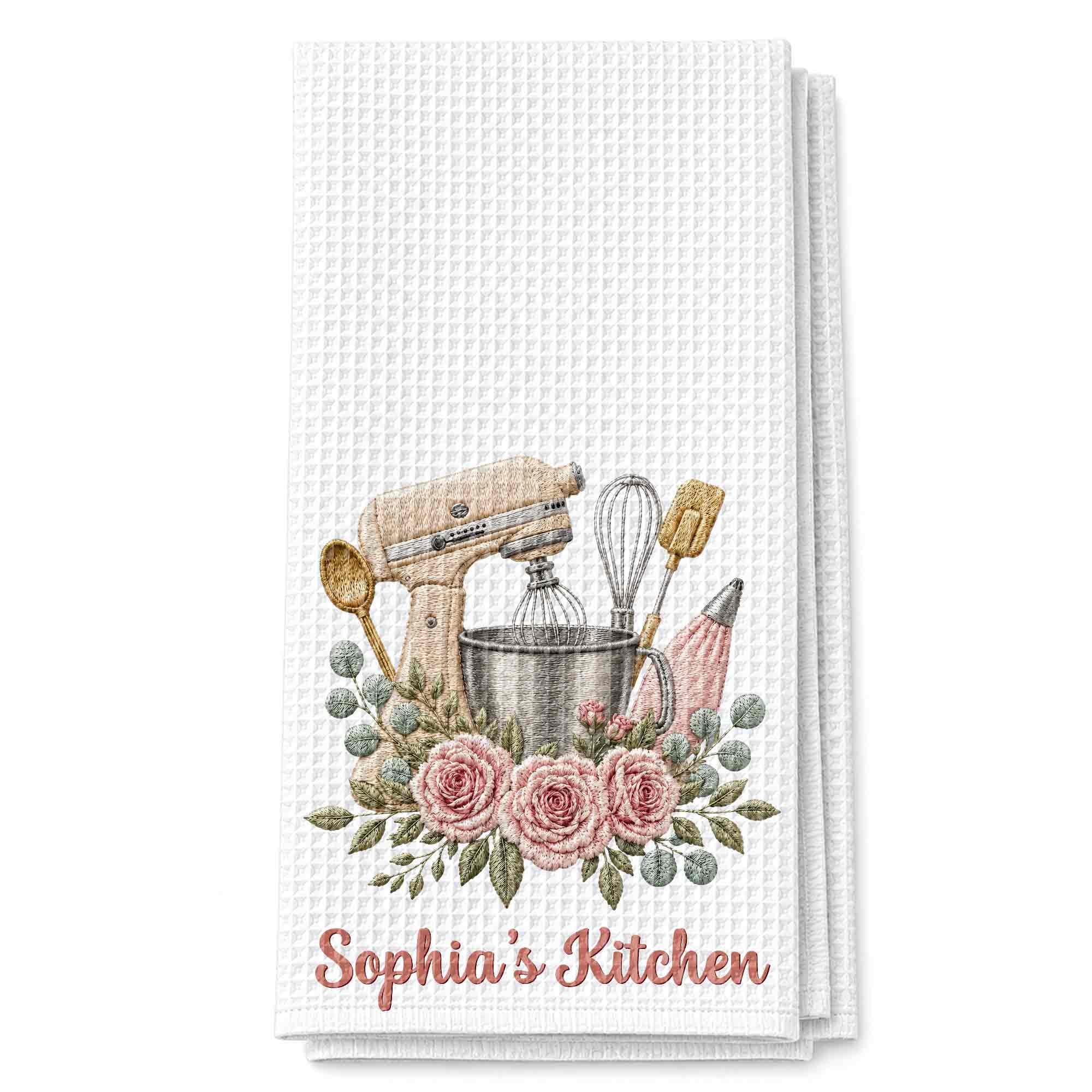 Personalized Kitchen Towel Custom Name Baking Gift for Mom
