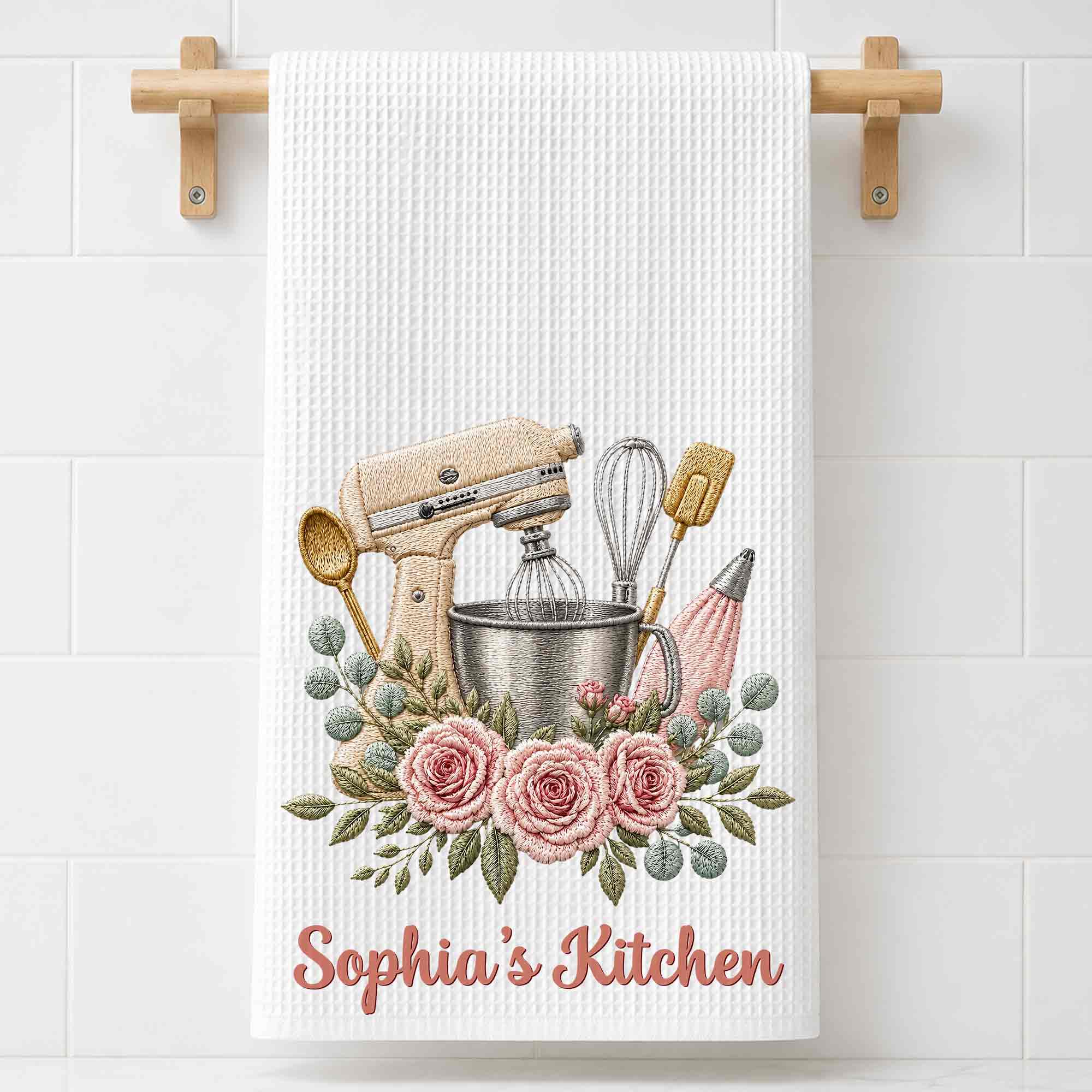 Personalized Kitchen Towel Custom Name Baking Gift for Mom