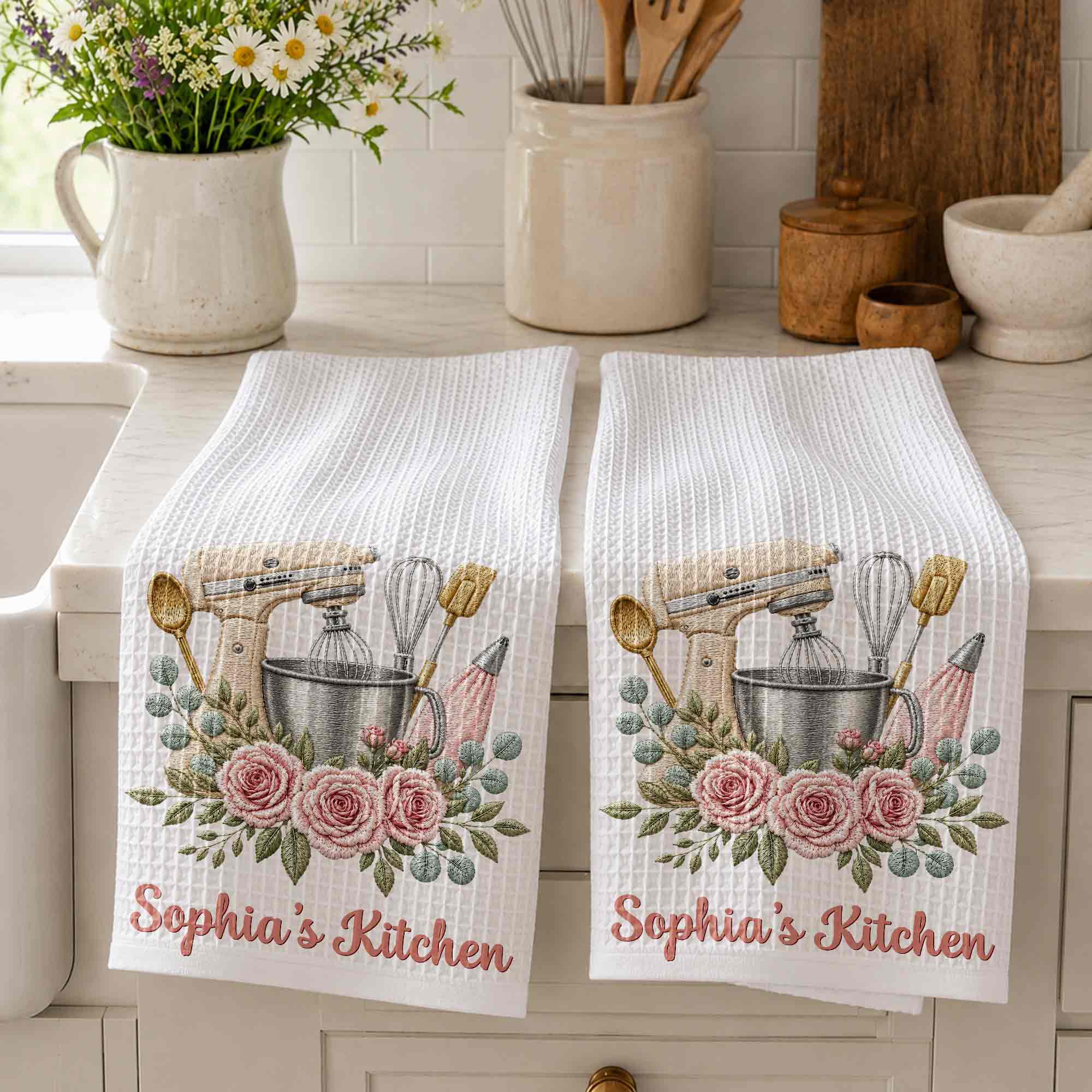 Personalized Kitchen Towel Custom Name Baking Gift for Mom