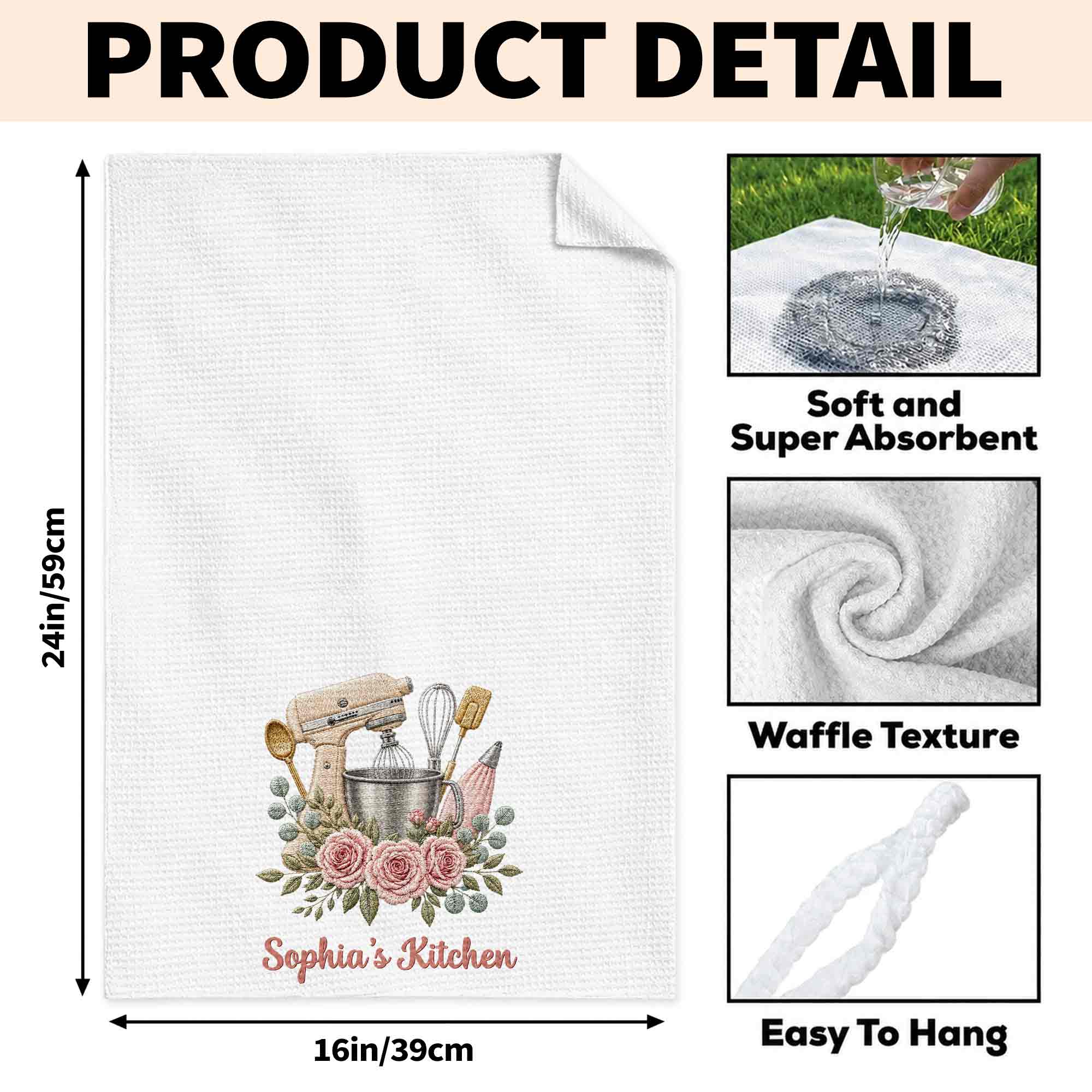 Personalized Kitchen Towel Custom Name Baking Gift for Mom